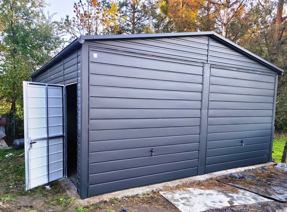 Garaż Blaszany Dwa Stanowiska GRAFIT