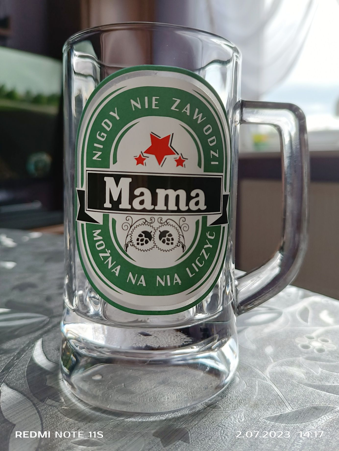 Kufel do piwa MĄŻ i MAMA bardzo grube szkło