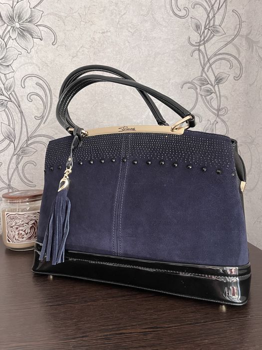 Сумка класична шкіра + замш