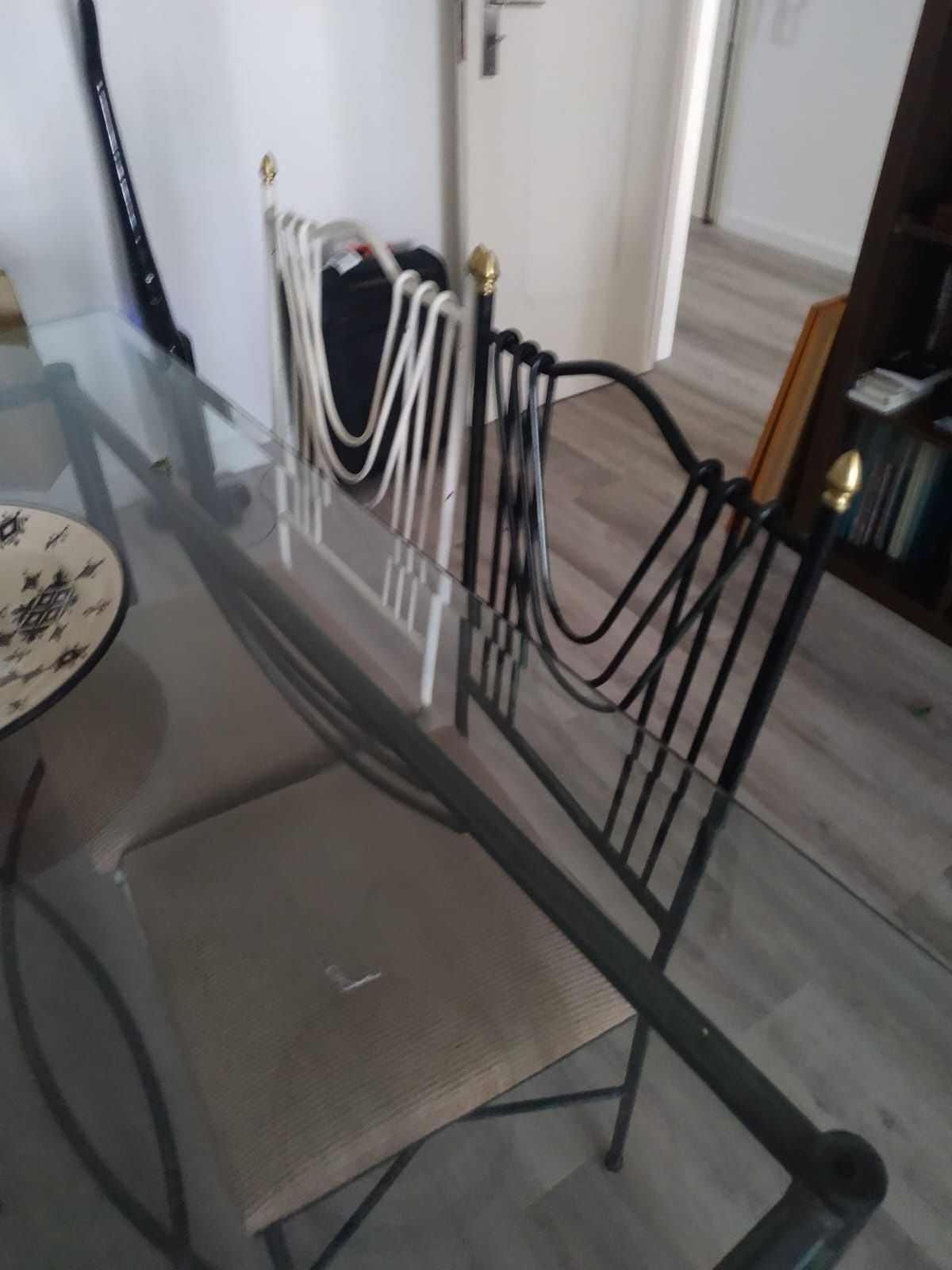 Mesa & cadeiras ferro forjado sala jantar