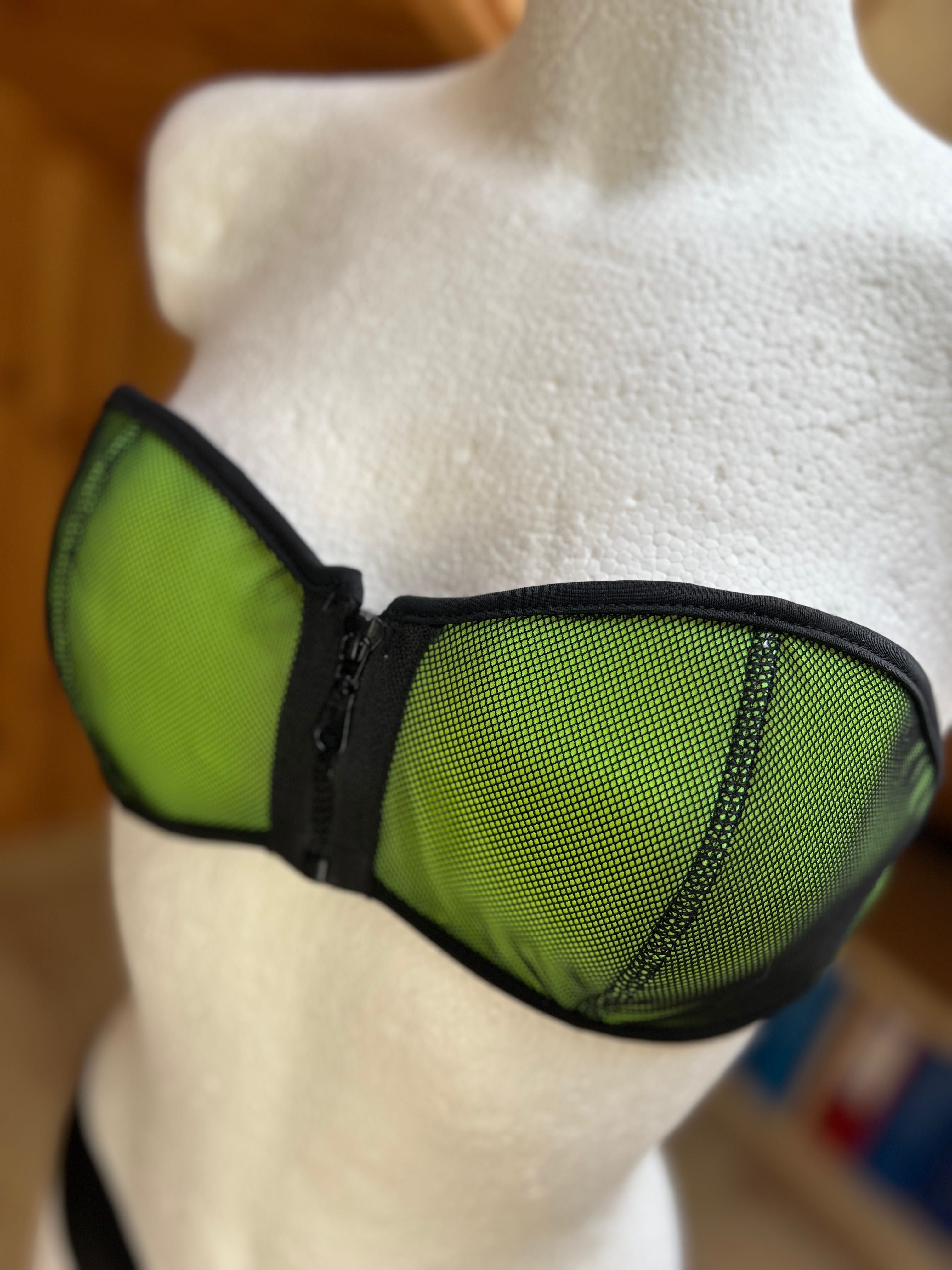 Nowy strój kąpielowy strapless bez ramiączek siateczka zielony XS i S