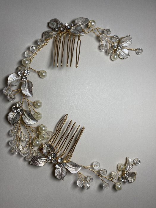 NOWA ozdoba ślubna do włosów złota