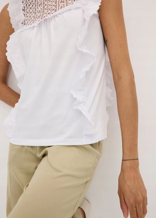 B.P.C top biały z ażurowym wzorem bawełniana ^48/50