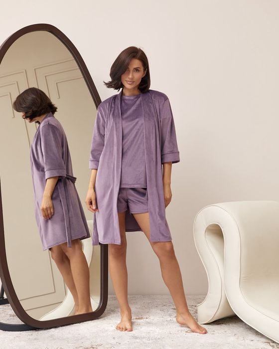 Домашній велюровий костюм трійка