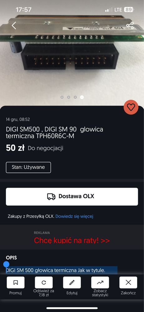 DIGI SM500 , DIGI SM 90 glowica termiczna TPH60R6C-M