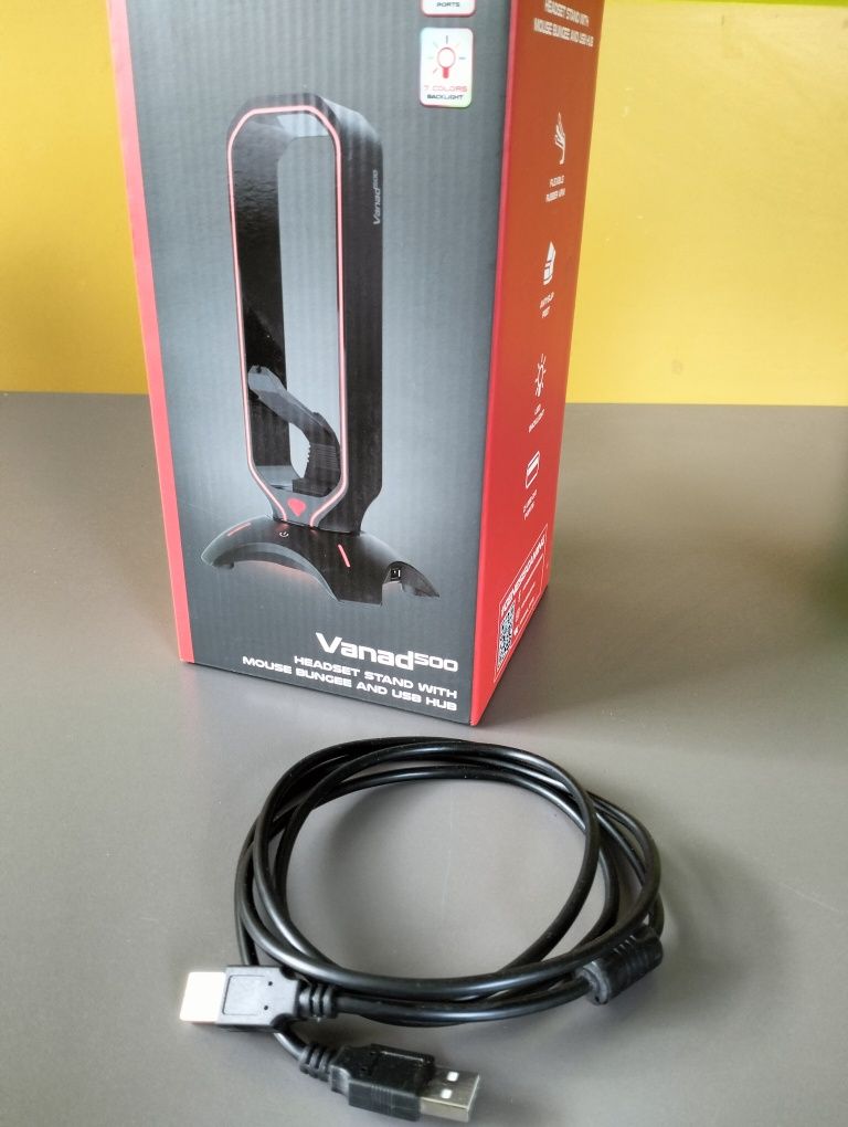 Mouse bungee + stojak na słuchawki Genesis Vanad 500 z podświetleniem