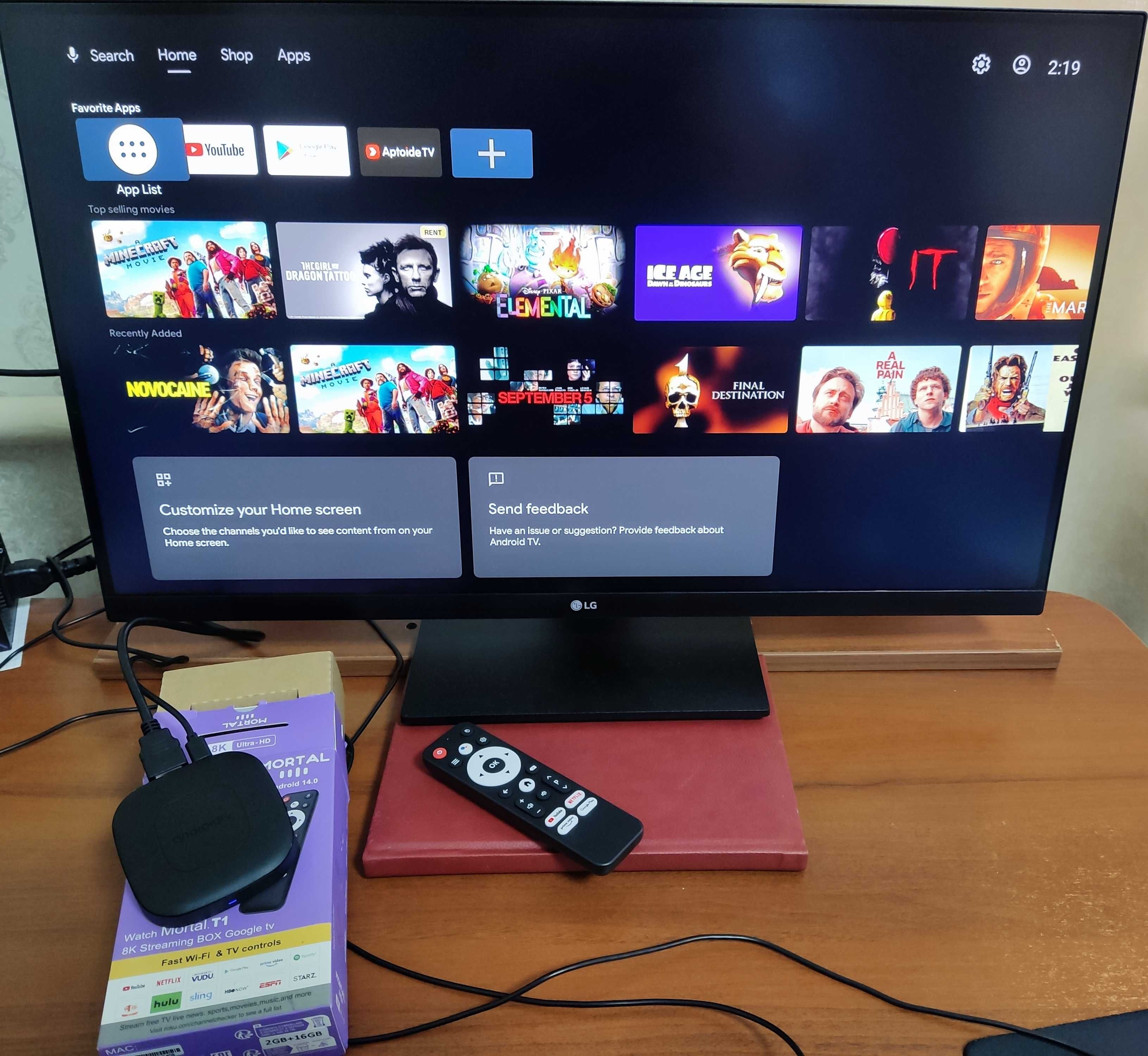 Cмарт ТВ андроид приставка Mortal T1 2/16 GB 4K TV Box Android 14