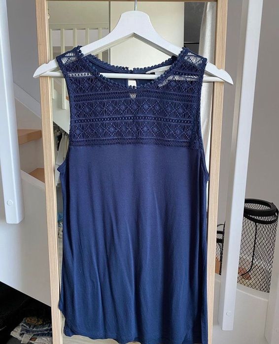 Bluzka z haftowaną wstawką h&m granat