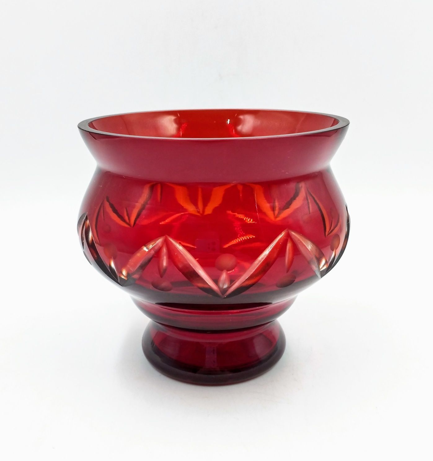Pucharek kryształ szkło warstwowe rubinowe antyk retro design vintage