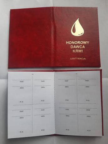 Legitymacja książeczka Honorowego Dawcy Krwi HDK