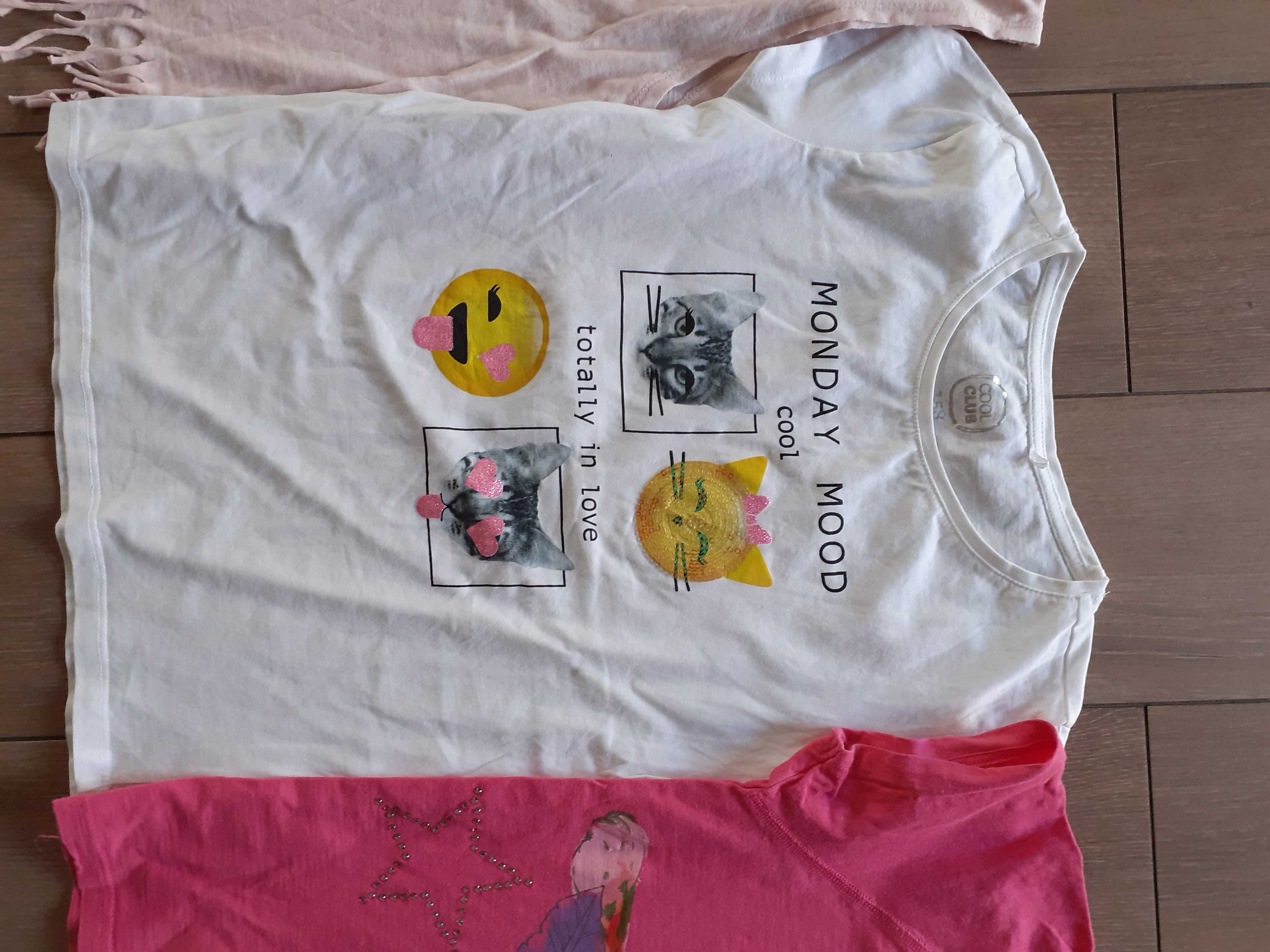Bluzki krótki rękaw koszulki t shirt 152 - 158 bawełna dziewczynka