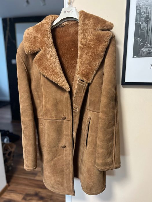 Kożuch męski naturalny z owczej skóry – klasyczny, ciepły, retro styl