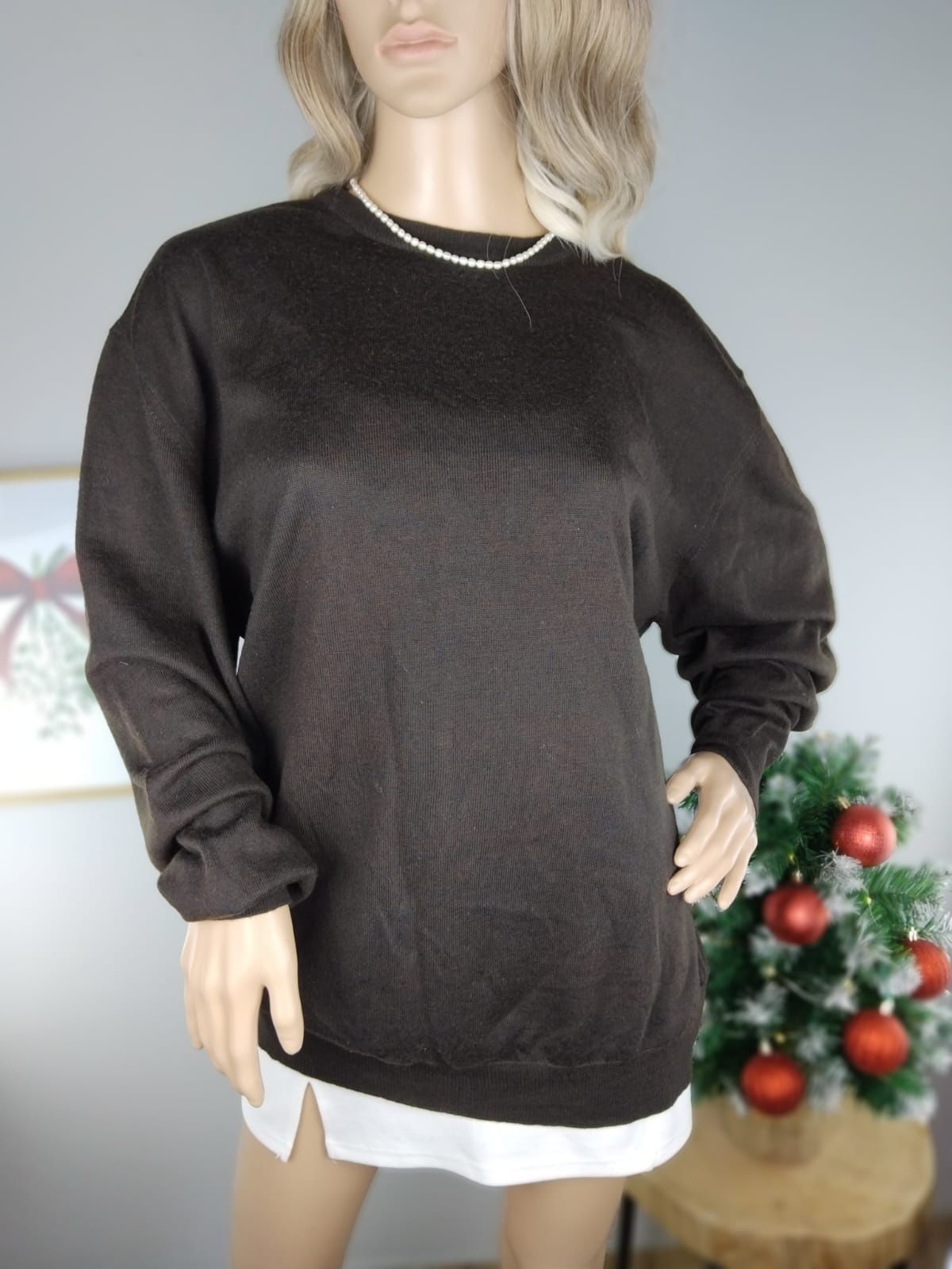Wełniany sweter wełna woolmark sweterek ciepły dzianinowy kardigan