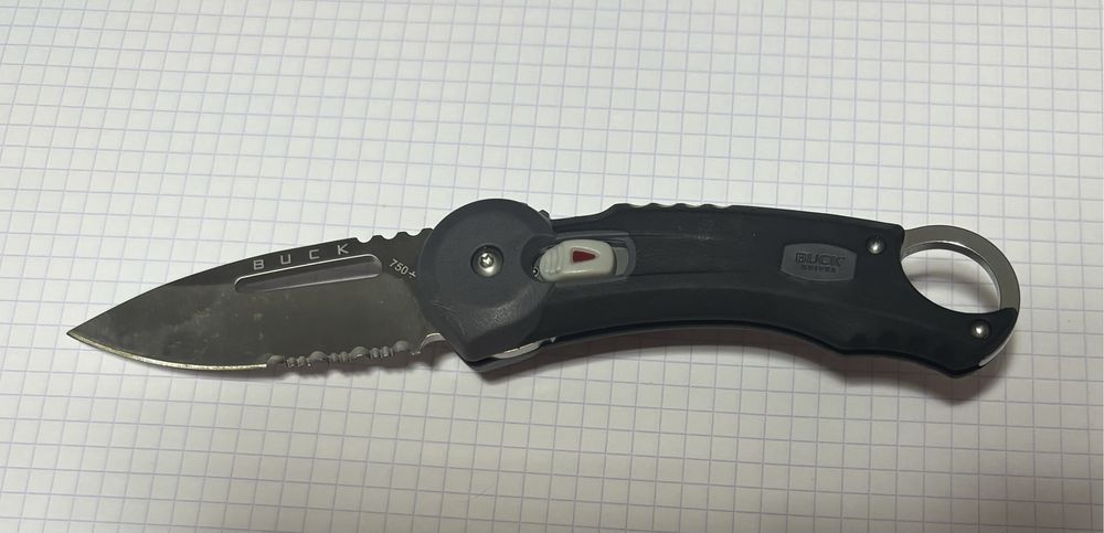 Buck 750 Składany scyzoryk Zamek ślizgowy Combo Edge Gumowany polimer
