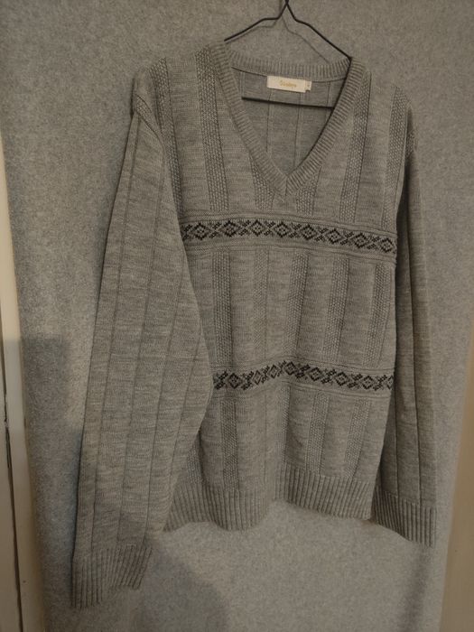 Sweter męski Vintage L popielaty