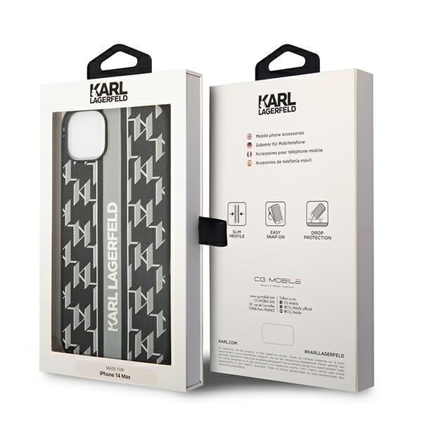 Etui Karl Lagerfeld Monogram Stripe do iPhone 14 6,1" Szary