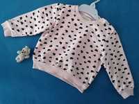 Sinsay różowa bluza w serduszka 86 cm 12-18m.