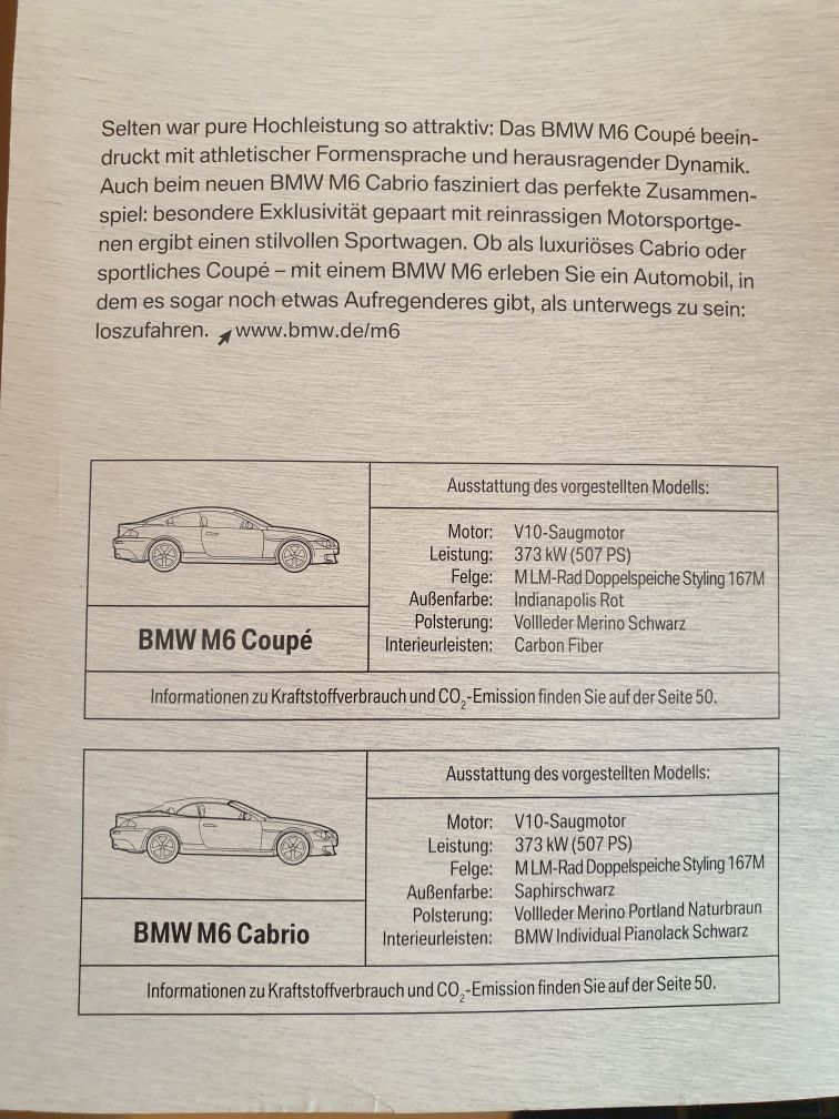 Bmw  M6 E63 E64 katalog  modelu M6