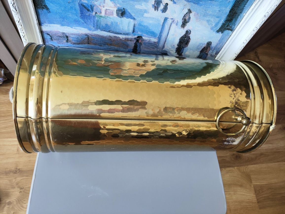 Parasolnik z mosiądzu okazały elegancki pojemnik użytkowy duży miedź