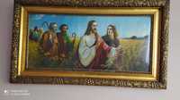 obraz jezus z apostołami Jezus z uczniami stary oleodruk