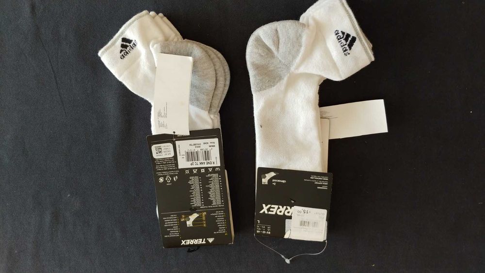 Novo 2 Pares Meias Adidas Climacool Terrex Branco com reforço 43-45 L