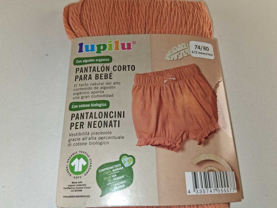 A178 Lupilu Baby Shorts Spodenki Niemowlęce Bio-Bawełna Rozmiar 74/80