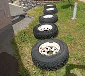 5 jantes de 15' -5 pneus CAMAC Terra4x4(1 novo+4usados) wheels & tyres