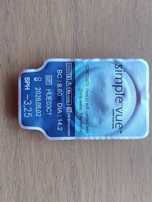 Soczewka kontaktowa Simple Vue -3,25