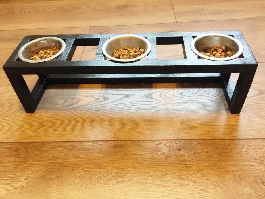 DREWNIANA podstawka na miski dla psa, kota, 0154