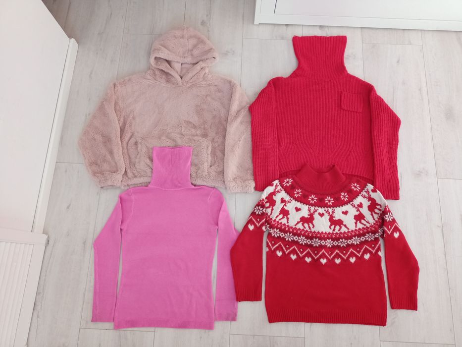 Golf 158 164 dziewczęcy sweter ciepły na zimę paka wełna czerwony Zara