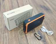 Powerbank solarny na korbkę 12.000 mAh pomarańczowy, nowy