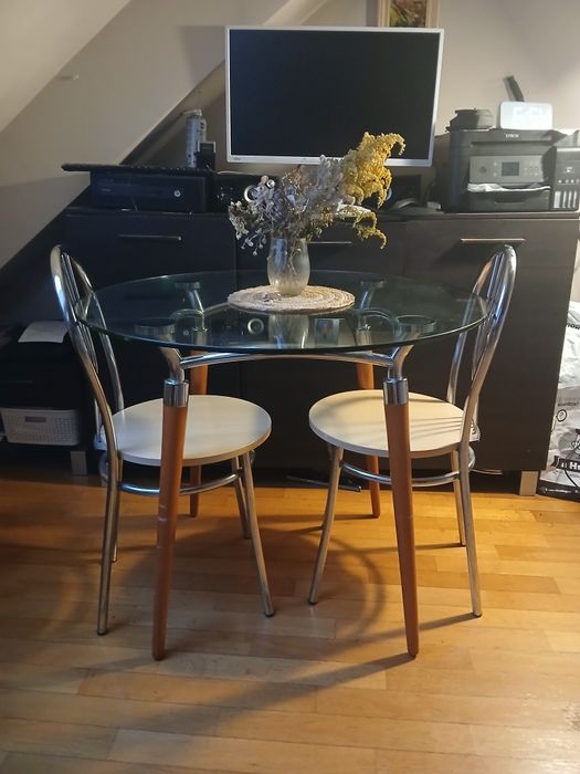Stół szklany duży 90 cm. Do kuchni, salonu. Tanio.