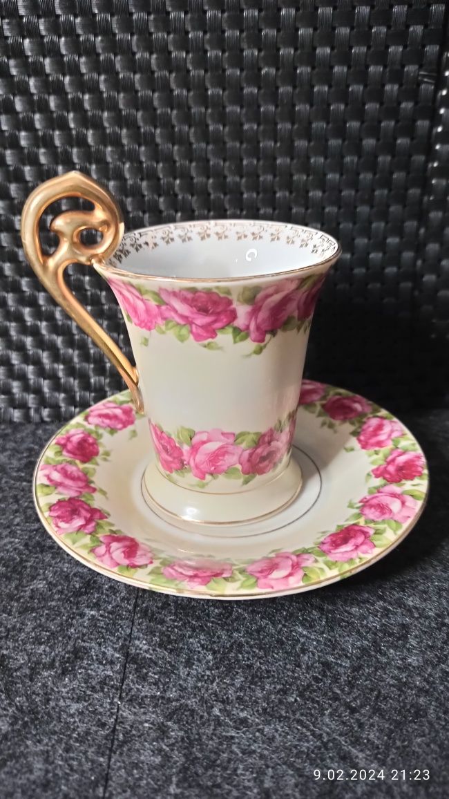 Porcelana Bawaria Fason ROSENTHAL Duo do Kakao  Dekor Róża Francuska
