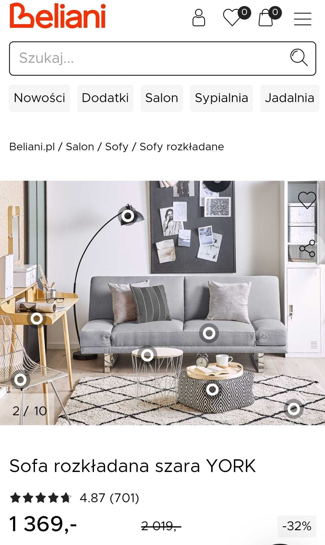 Sofa Beliani - 60 %