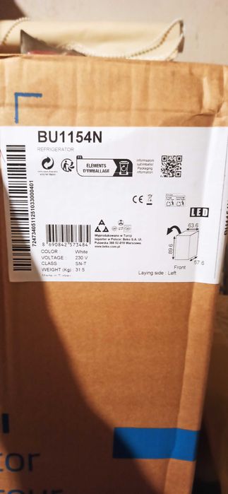 Nowa Lodówka podblatowa do zabudowy  BEKO BU1154N