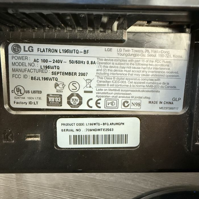 Монітор lg l196wtq для пк ноутбука тв приставки телевізор