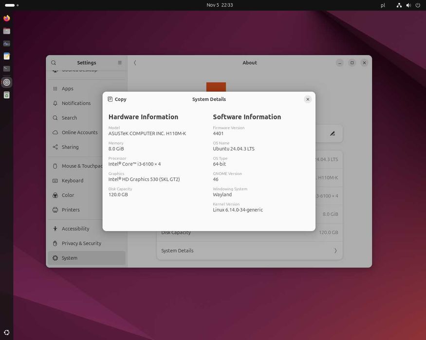 Zestaw - płyta H110, cpu i3-6100, ram 8GB, ssd 120GB - do nauki AI