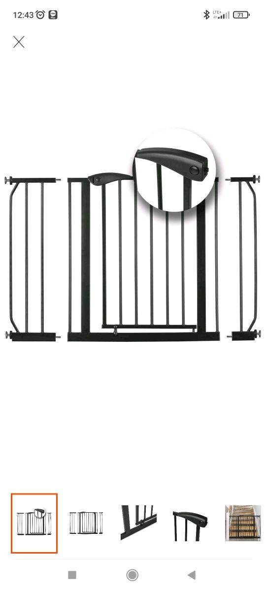 Barierka zabezpieczająca na schody Ricokids 75-125 cm, czarna