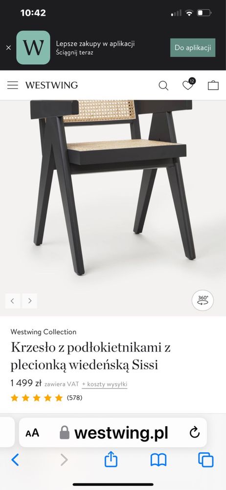 Krzesło z podłokietnikami i plecionka Sissi