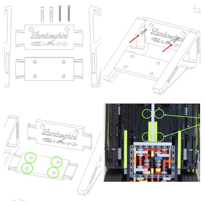 Кронштейн / Кріплення для LEGO Technic (42115) Lamborghini Sian FKP 37