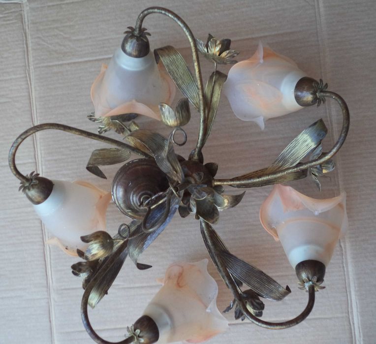 Żyrandol pięcioramienny , kinkiet na ścianę zestaw 3 sztuki