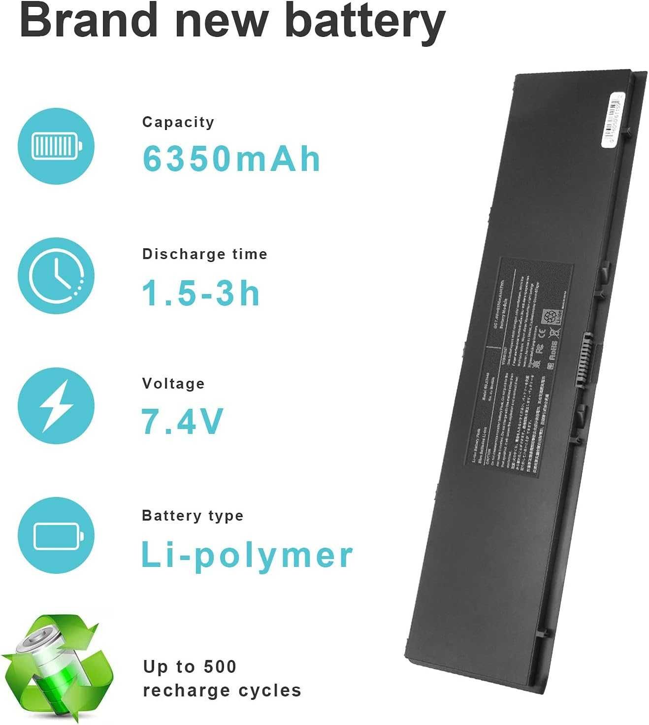 ASUNCELL 6350mAh 7,4V Laptop bateria do Dell Latitude 14 7000 E7440