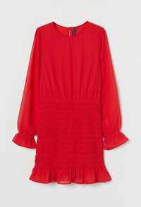 SALE! Świetna nowa sukienka czerwona z marszczeniem H&M rozmiar S 36