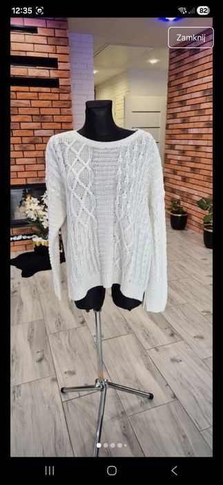 Gruby biały sweter 5XL