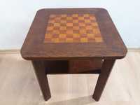 Stolik drewniany kawowy szachowy szachownica intarsjowany
