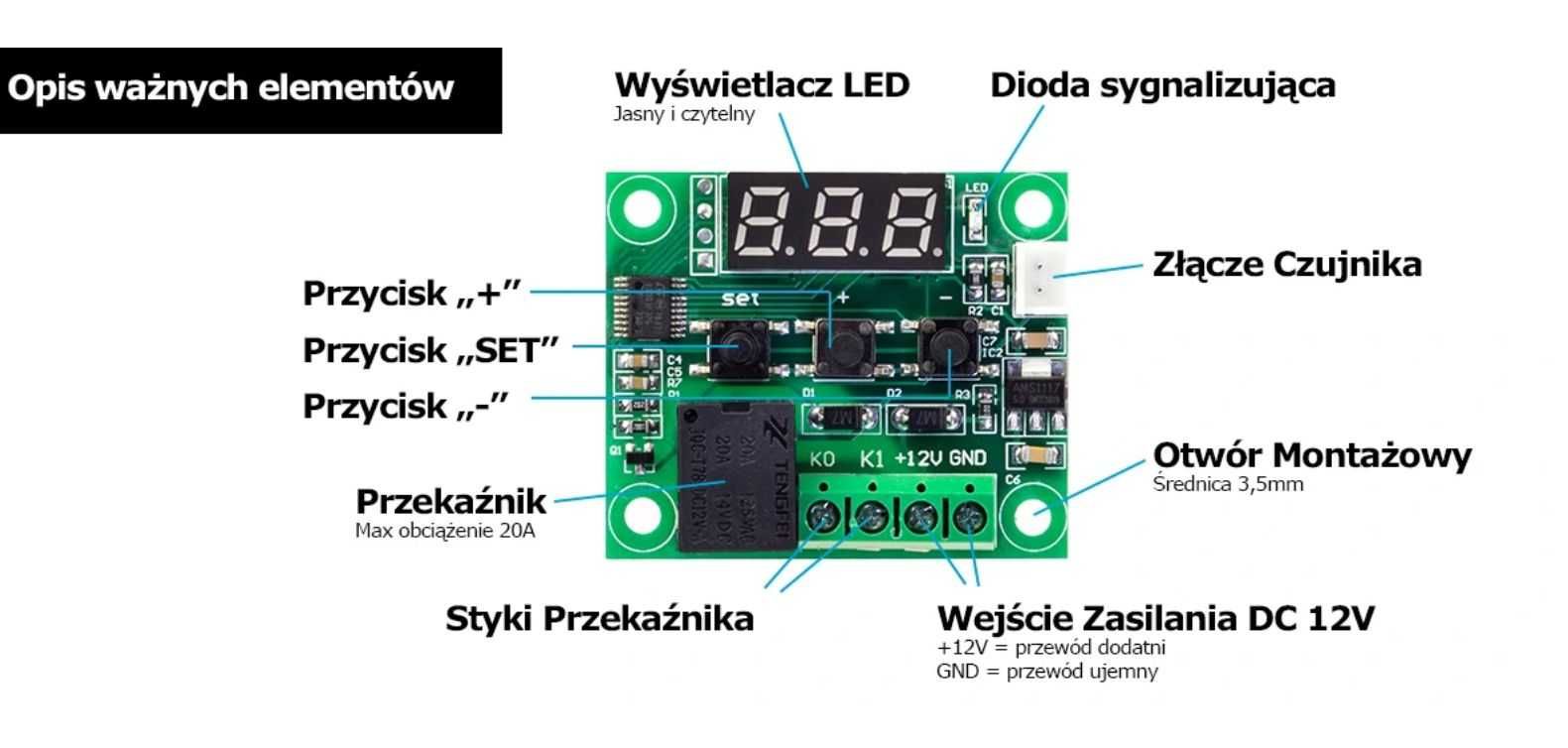 Regulator temperatury termostat czujnik np do terrarium