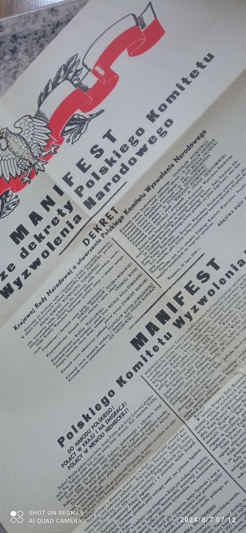 Manifest dokument z lat 50/60.