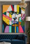 Obraz 100×120 cm – ręcznie malowany, kolorowa abstrakcja geometryczna