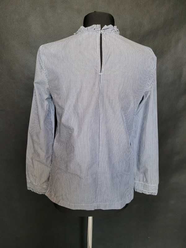 Biało niebieska bluzka z falbankami w paski XS XXS 32 34 S 36 H&M
