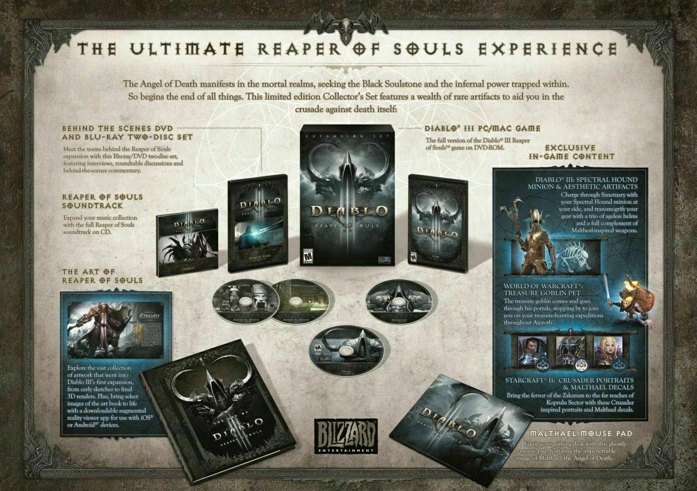 Diablo 3 III Reaper of Souls - Collector's Edition (PC/Mac DVD)